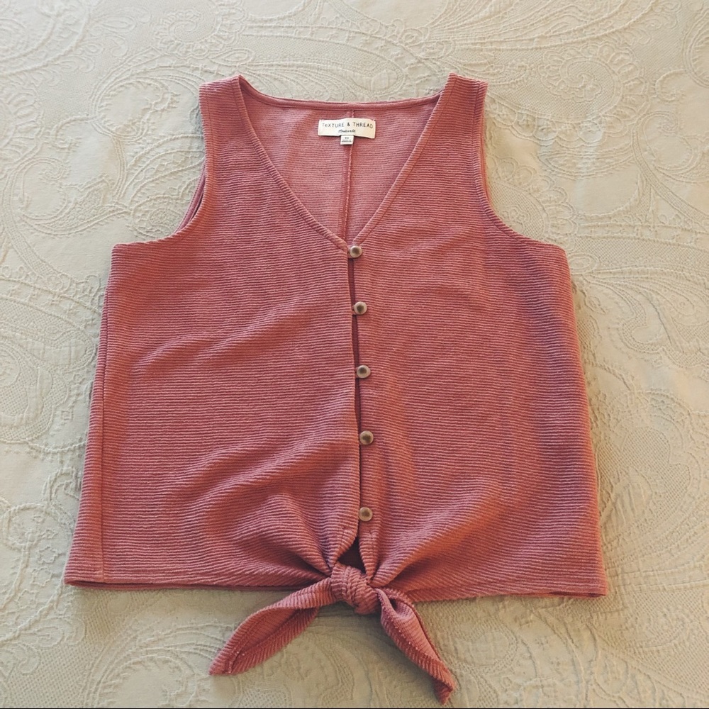 Madewell Texture & Thread Button-Front Tie Top